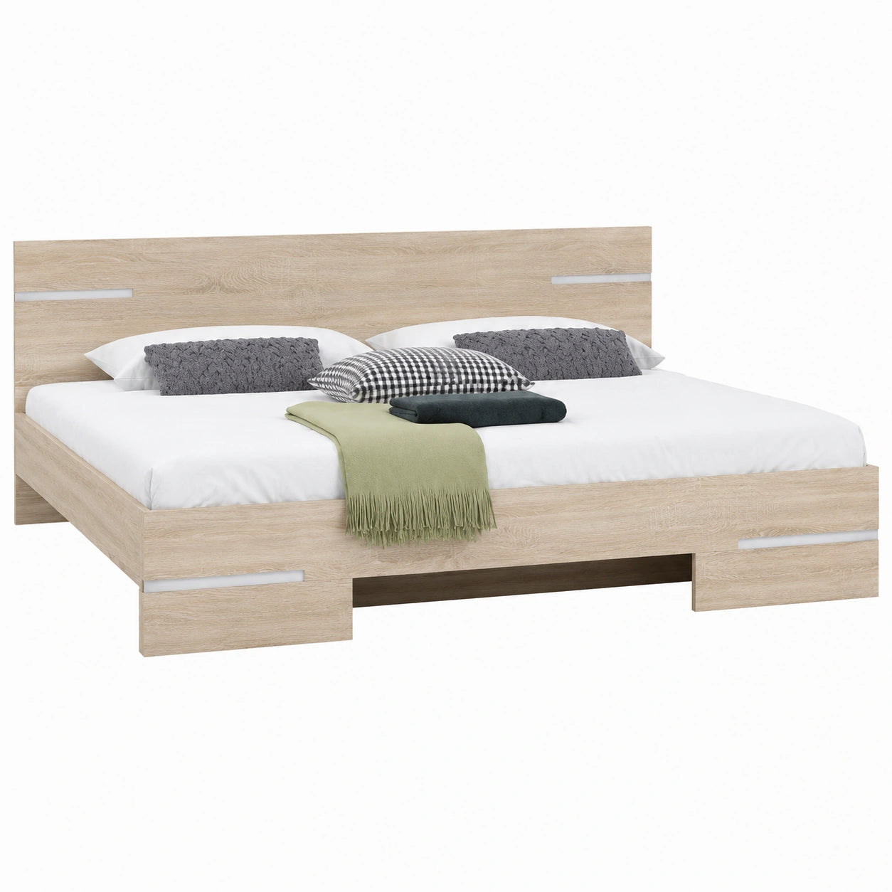 Komplettes Schlafzimmer-Set aus Eiche mit Doppelbett 140x190cm