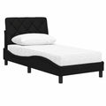 Komfortables Schwarzes Bett 90x200 cm mit Matratze und Kopfteilkissen