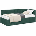 vidaXL Samt-Eckbett mit Matratze, Grün, Modernes Design, Inklusive Kopfteil