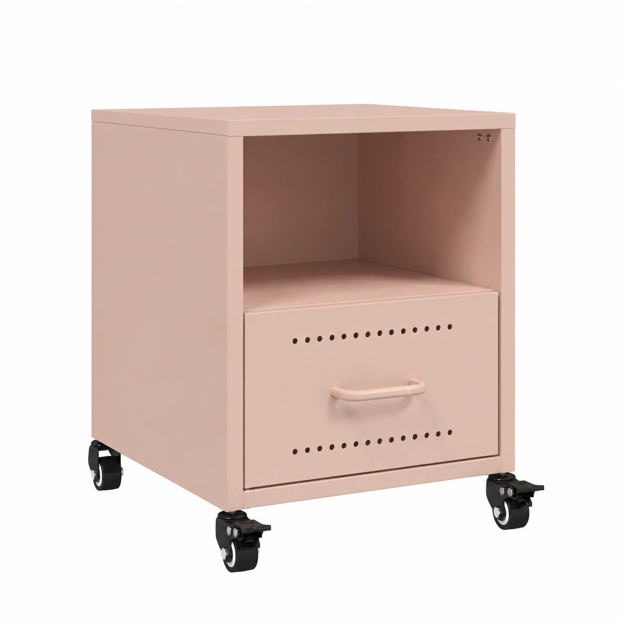 Modernes rosa Schlafzimmer-Set aus Stahl mit Rollen und Schubladen