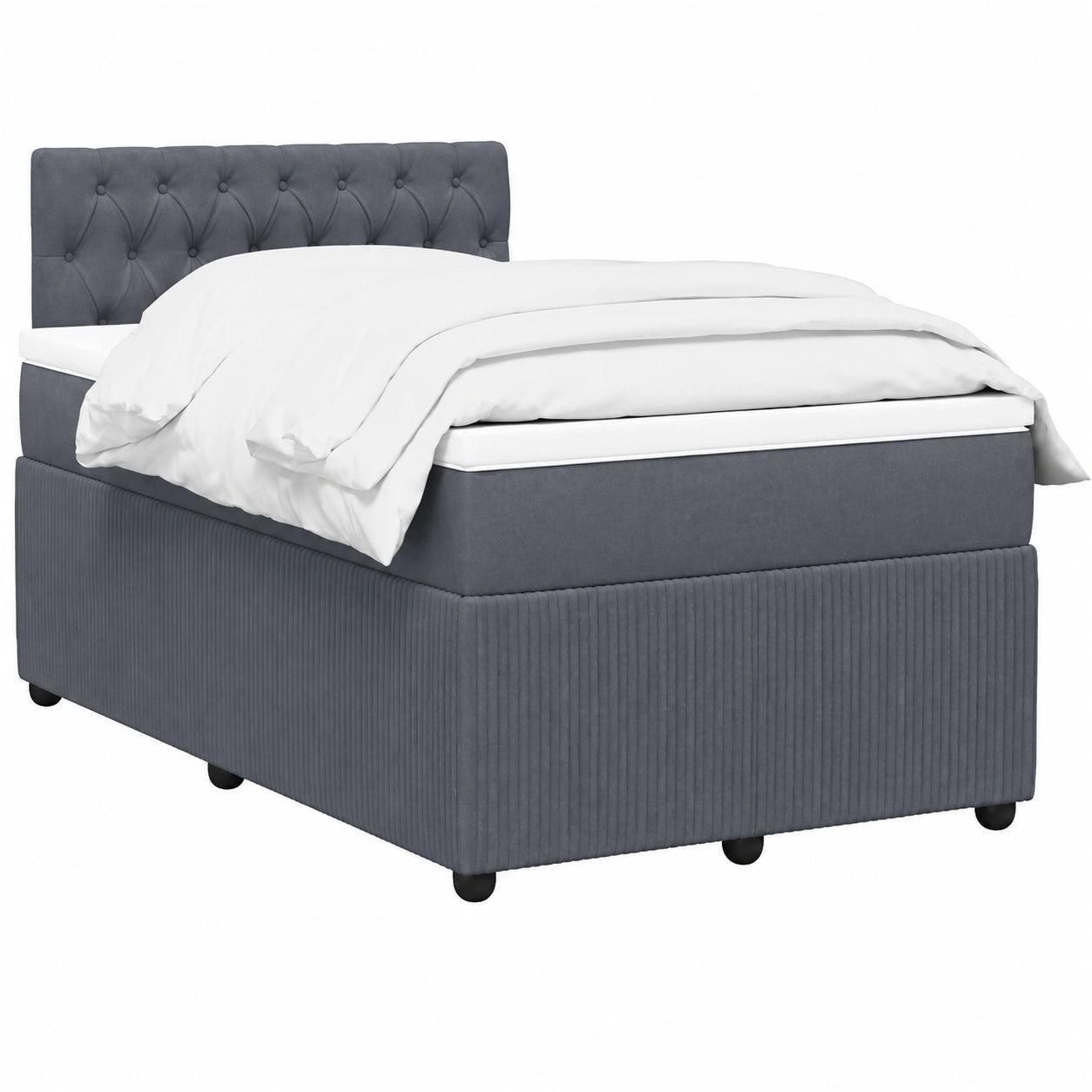 Elegantes Boxspringbett 120x190 cm Dunkelgrau, mit Taschenfederkernmatratze und gepolstertem Kopfteil