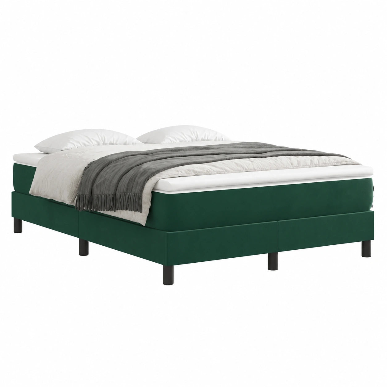 Modernes Boxspringbett 140x190 cm in Dunkelgrünem Samt mit Holzrahmen und Lattenrost