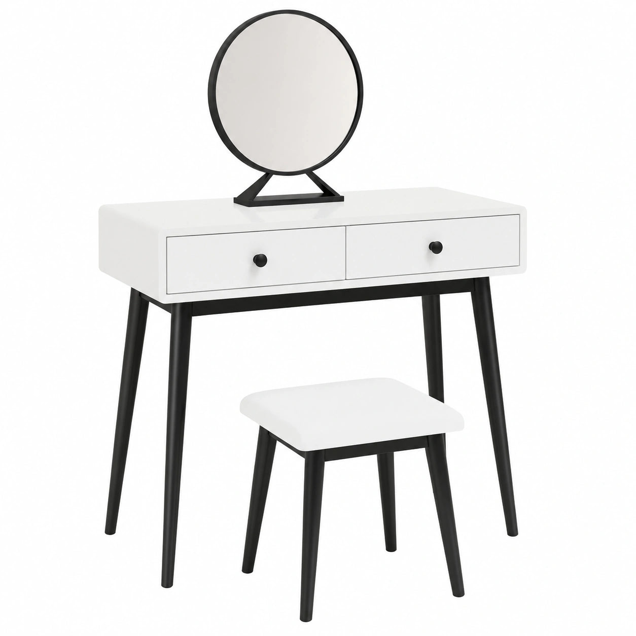 Schminktisch-Set mit rundem Spiegel und verstellbarem Design für das Schlafzimmer