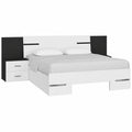 Komplettes Schlafzimmer-Set Alpinweiß 160x200 cm – Futonbett mit Nachttischen