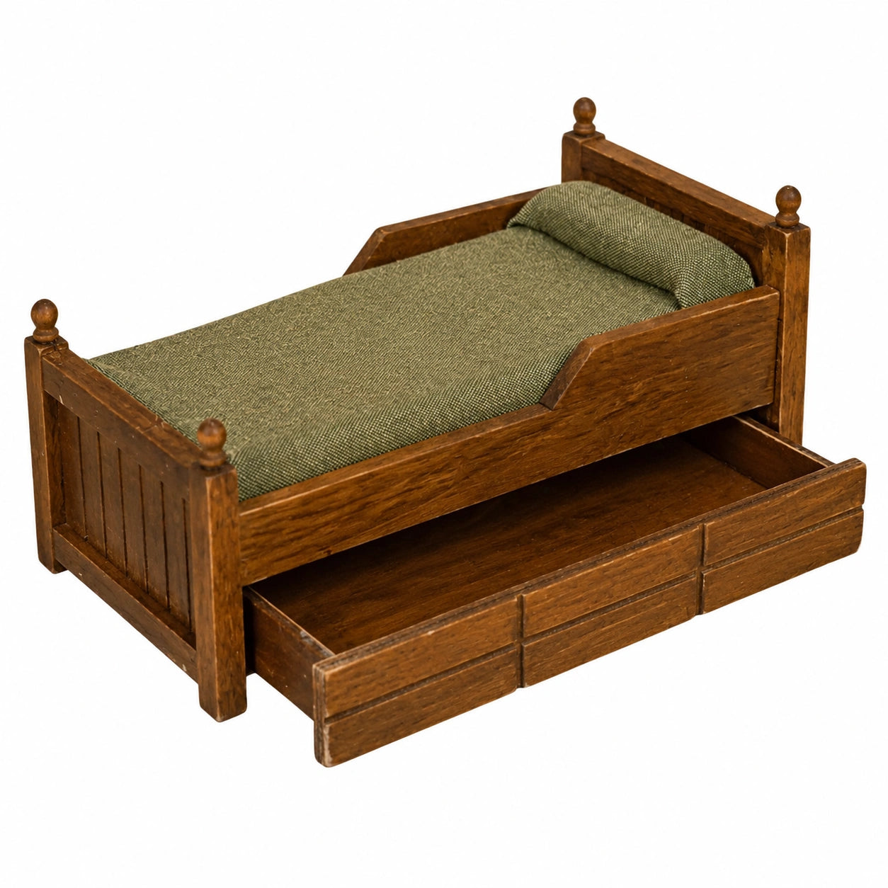 Miniatur-Holz-Schlafzimmer-Set 1:12 mit Stauraum und Kissen