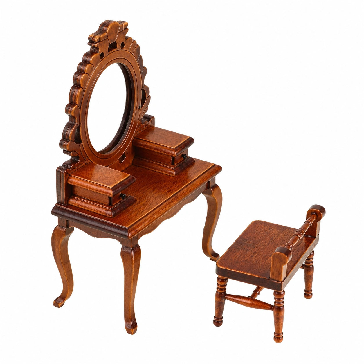 Vintage Schminktisch-Set mit Hocker für Puppenhaus Schlafzimmer Zubehör