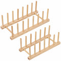 Holz Teller- und Deckelhalter 2er Set, umweltfreundliches Kiefer, für 7 Stück