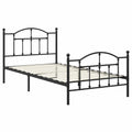 Metallbettgestell Schwarz 107x203 cm mit Lattenrost und Stauraum