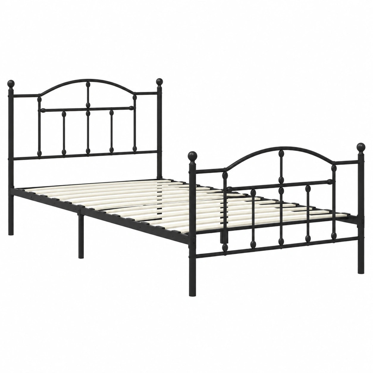 Metallbettgestell Schwarz 107x203 cm mit Lattenrost und Stauraum