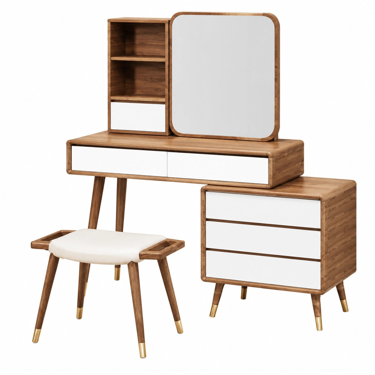 Moderner Schminktisch mit Spiegel und Hocker, Kosmetik Frisiertisch fürs Schlafzimmer