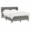 Komfortables Boxspringbett 140x190 cm in Dunkelgrau mit Stoffbezug und Kopfteil