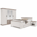 Komplettes Landhaus Schlafzimmer Set in Weiß und Dunkler Pinie
