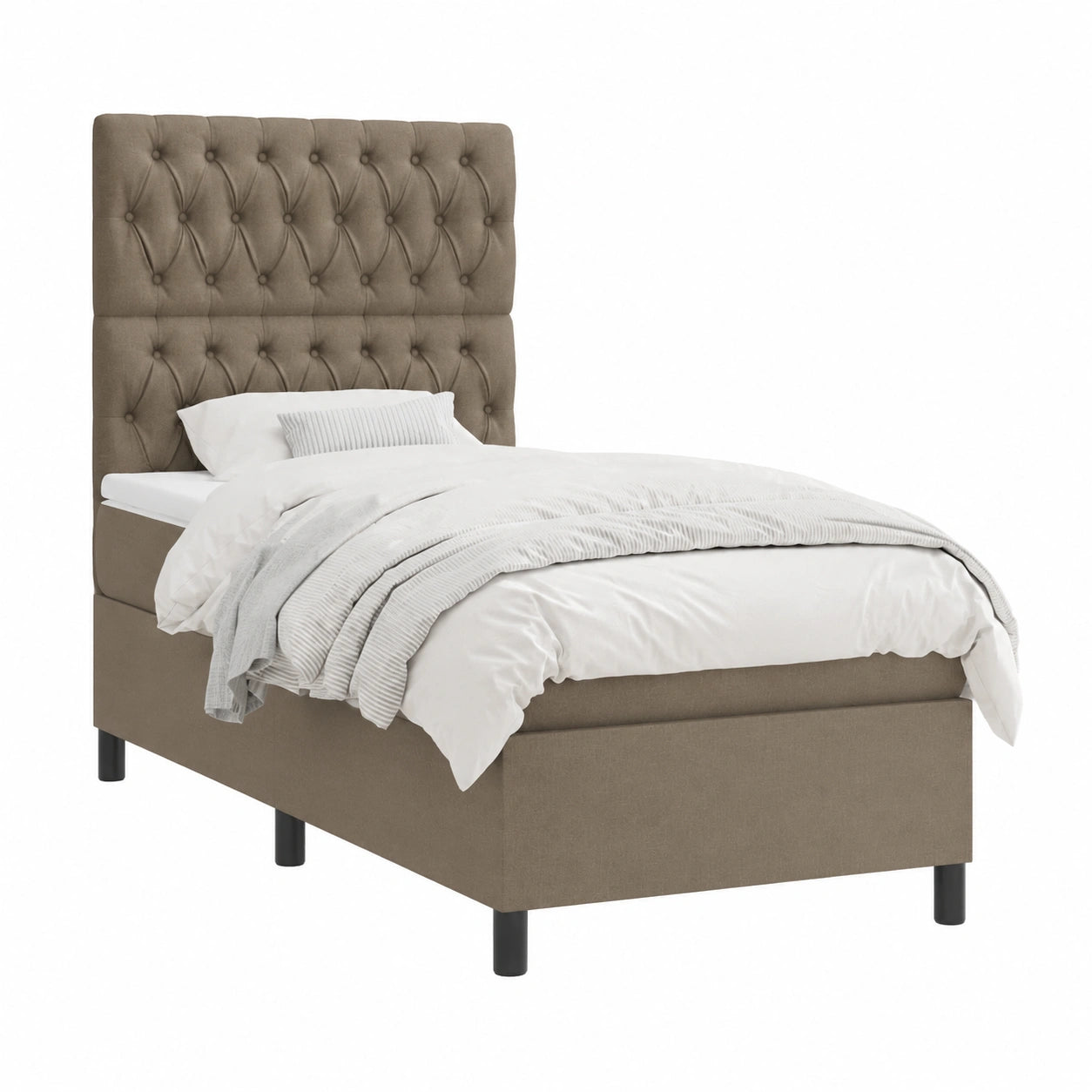 Hochwertiges Boxspringbett 100x200 cm in Taupe mit verstellbarem Kopfteil und Taschenfederkern