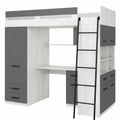 BIM Kindermöbel Set: Hochbett mit Schreibtisch und Kleiderschrank in Weiß/Graphit