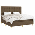 Luxuriöses Boxspringbett 200x200 cm aus Stoff, Dunkelbraun, mit verstellbarem Kopfteil und Taschenfederkernmatratze
