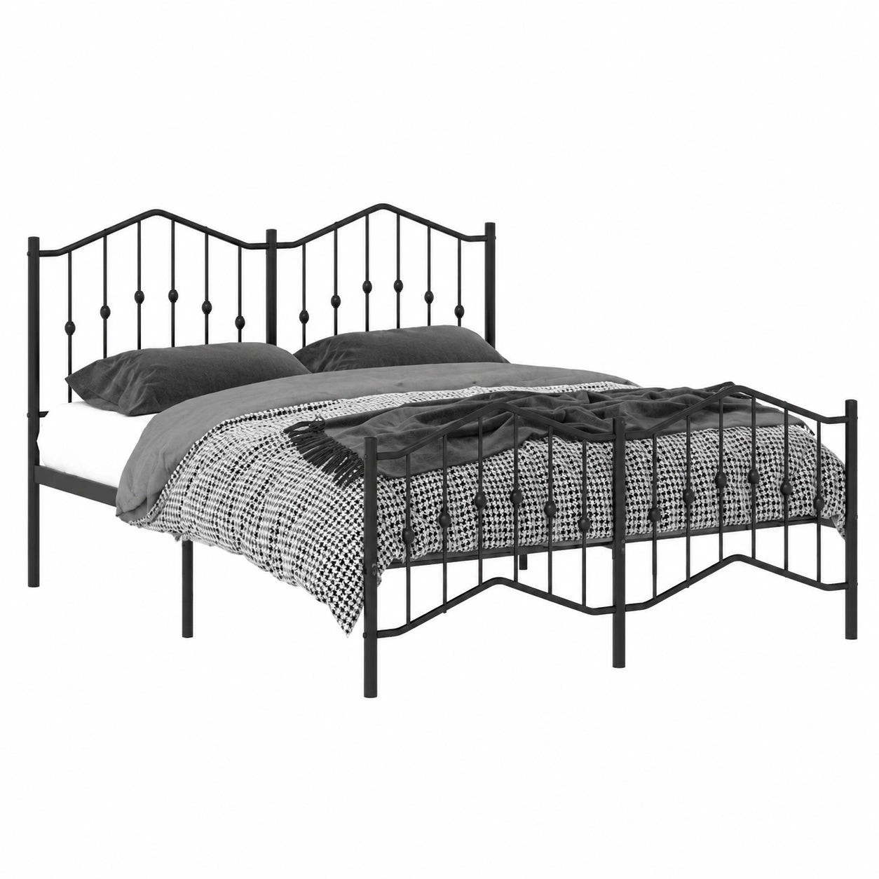 Metallbettgestell Schwarz 135x190 cm mit Stauraum, Lattenrost und stabilem Stahlrahmen
