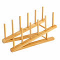 Bambus Tellerständer 2er Set, 5-fach Holz Abtropfgestell für Küche, Geschirrhalter und Organizer für CDs und Bücher