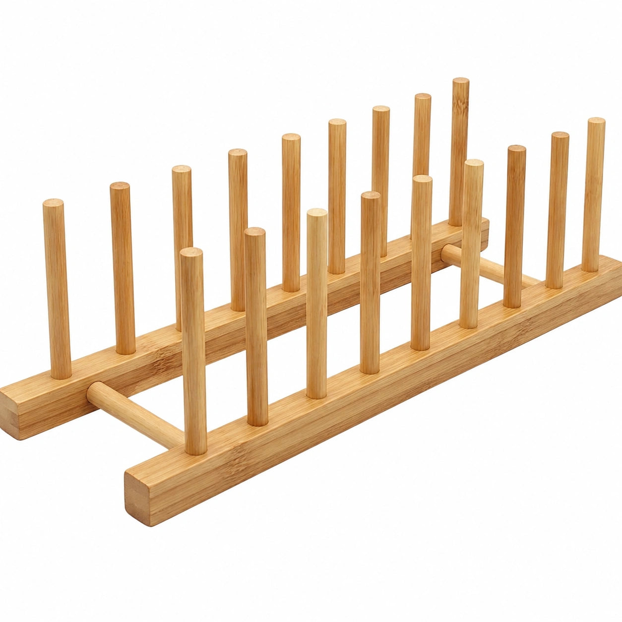 Bambus Tellerhalter Organizer für Küchenschränke, Schneidebrett- und Geschirrständer, Abtropfgestell mit 8 Steckplätzen für Teller, Tassen, Topfdeckel