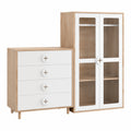Kleiderschrank-Kommode Set mit Stangen & Schubladen, umweltfreundlich lackiert, weiß & holzoptik