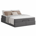 Modernes Bettgestell mit Memory-Schaum-Matratze, PVC grau, inklusive Lattenrost und Stauraum, 2-teiliges Schlafzimmer-Set