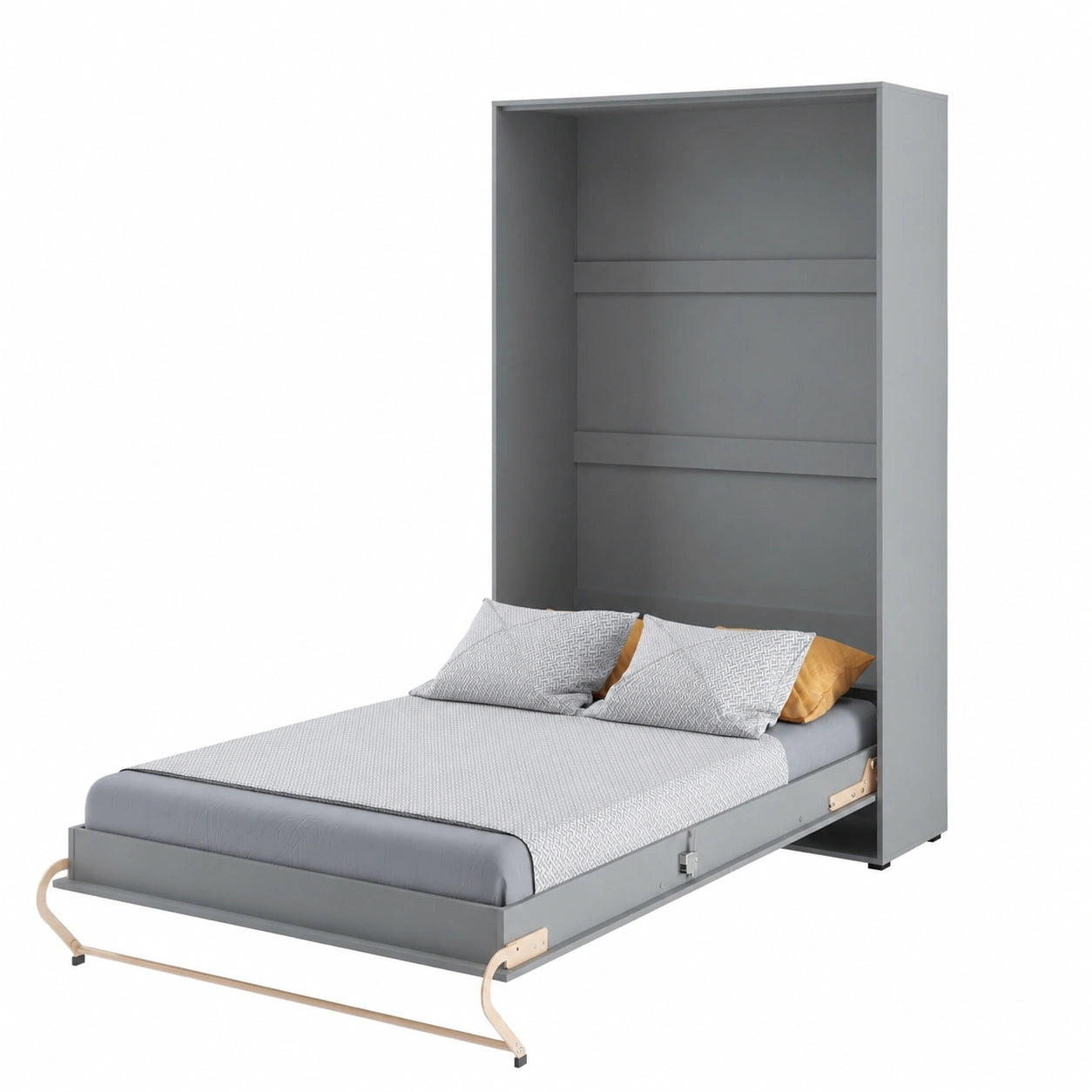 Lenart Vertikales Schrankbett 120x200 cm - Klappbares Funktionsbett mit Schrank - Concept Pro CP02 in Grau Matt