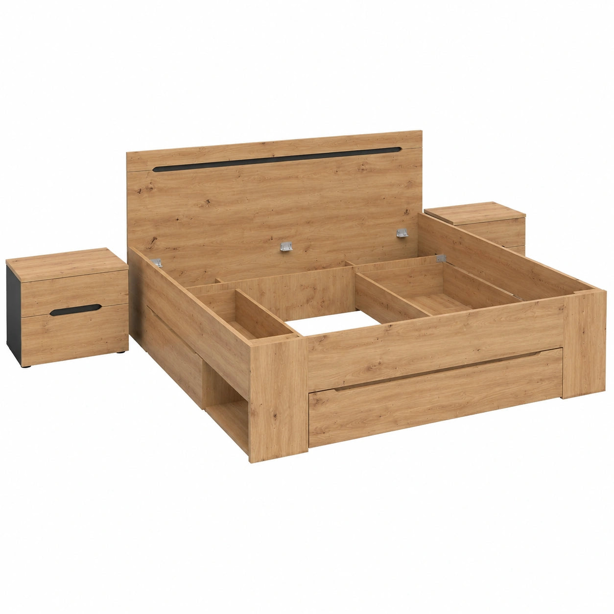 Modernes 3-teiliges Schlafzimmer-Set aus Artisan Eiche und Anthrazit mit viel Stauraum