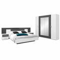 Möbelando Schlafzimmer-Set Angie in Weiß und Graphit - Modernes Design, 241 x 81 x 210 cm