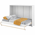 Homlando Lenart Multifunktions-Schrankbett - Klappbett Concept Pro 120x200 cm - Horizontales Wandbett mit Schrank - Platzsparendes Design (Mattweiß/Glänzend Weiß)