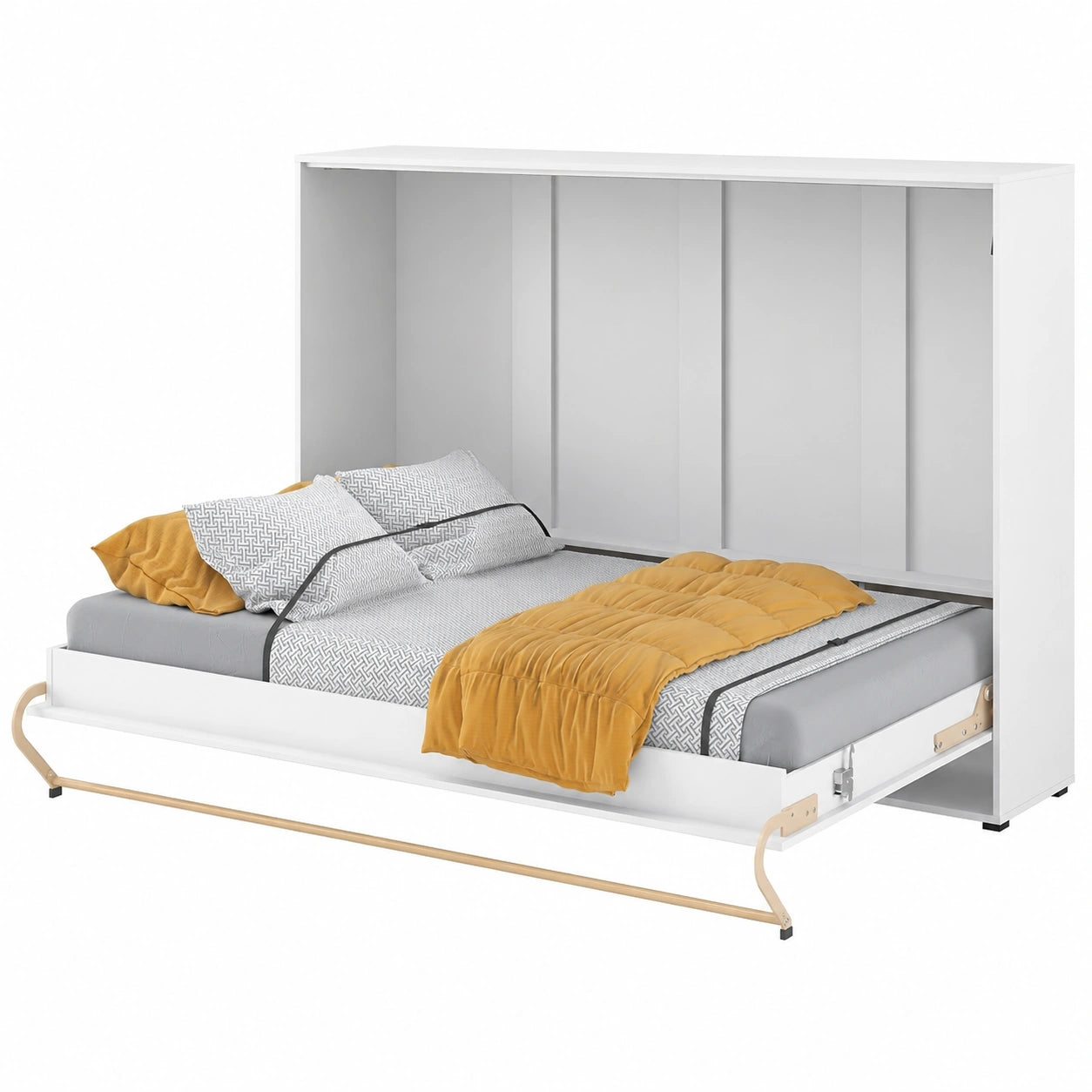 Homlando Lenart Multifunktions-Schrankbett - Klappbett Concept Pro 120x200 cm - Horizontales Wandbett mit Schrank - Platzsparendes Design (Mattweiß/Glänzend Weiß)