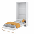 Homlando Lenart Schrankbett 90x200 cm - Vertikales Klappbett mit Schrank - Multifunktionales Wandbett in Weiß Matt