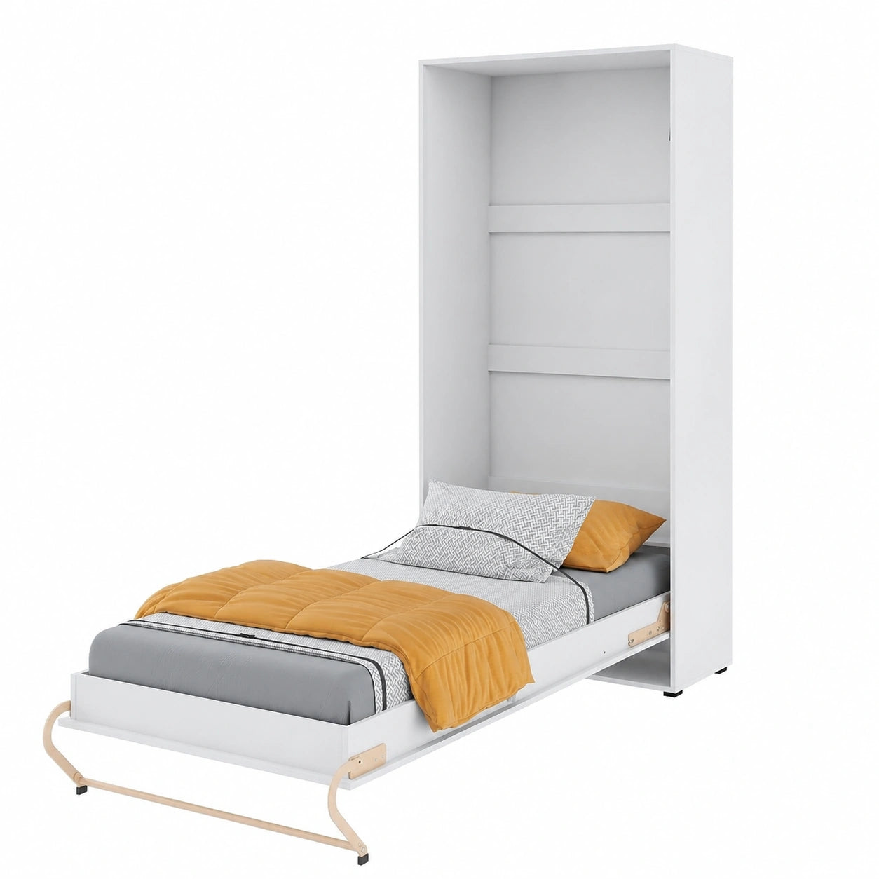 Homlando Lenart Schrankbett 90x200 cm - Vertikales Klappbett mit Schrank - Multifunktionales Wandbett in Weiß Matt