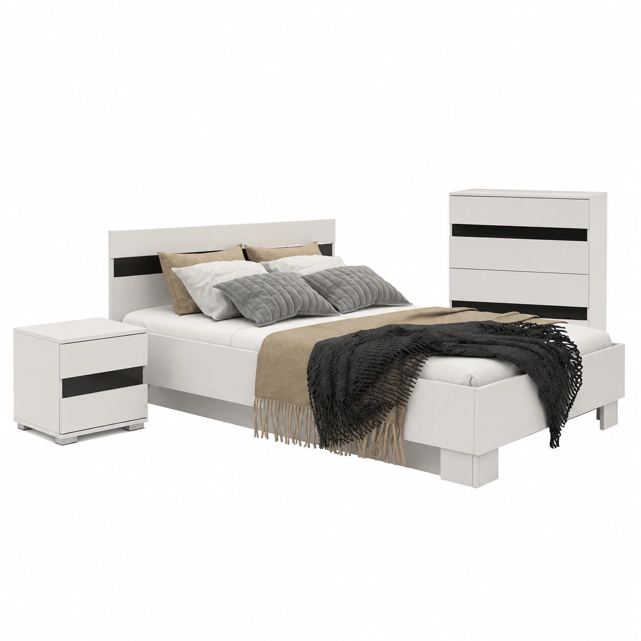 Elegantes Schlafzimmer-Set Vista Lucca mit Spiegel und weißem Kleiderschrank