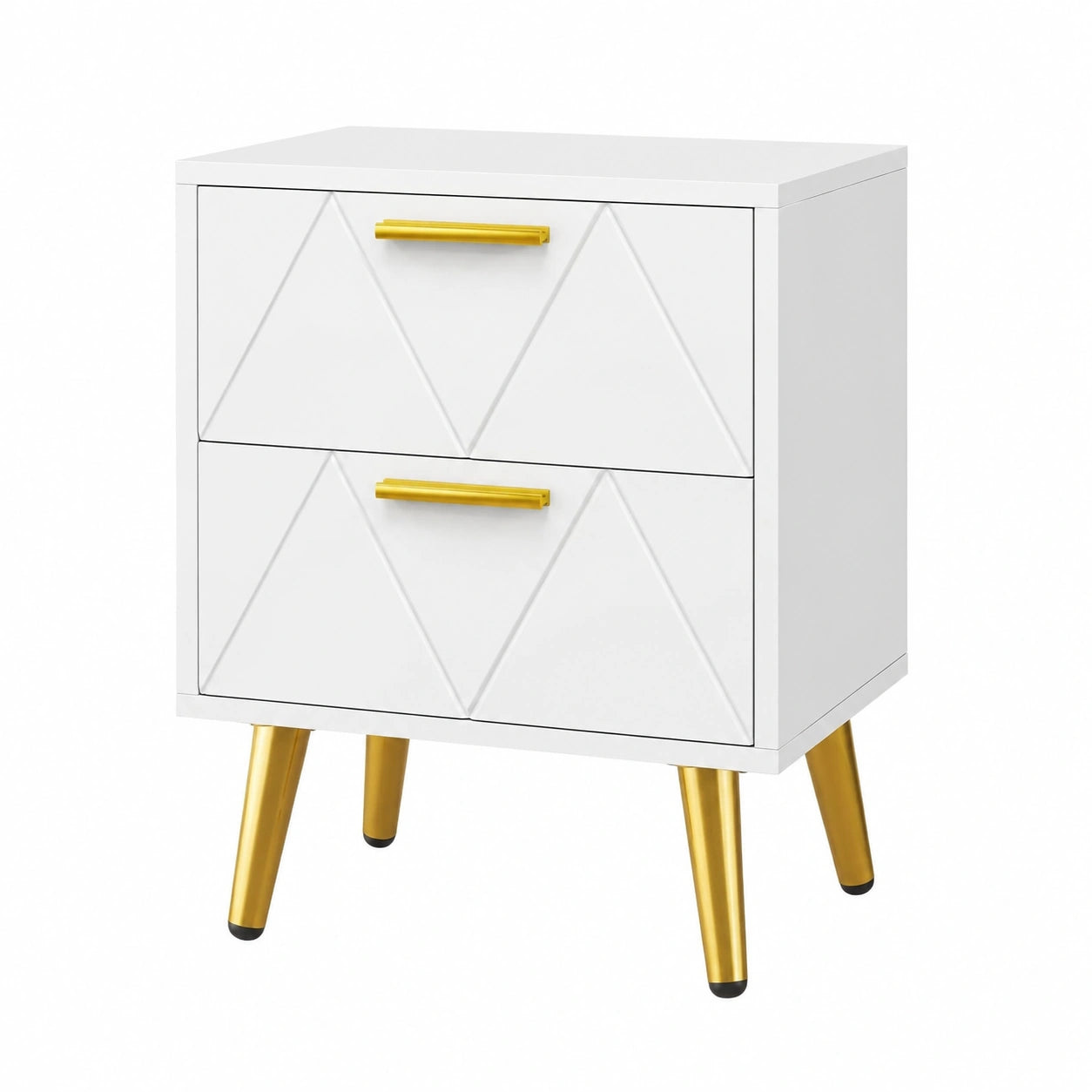 YITAHOME Nachttisch mit USB und Steckdose, Goldene Akzente, Stauraum, Weiß, 40x30x52cm