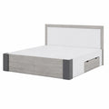 Modernes Schlafzimmer-Set Helios III mit Bett, Kleiderschrank, Kommode und Nachttisch - Inkl. Premiummatratze - Weiß/Grau