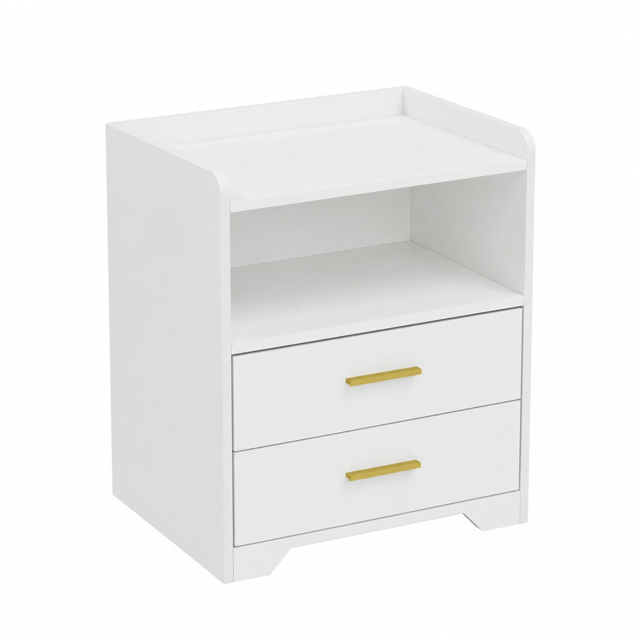 Moderner LED-Nachttisch mit Ladefunktion, 24 Farben, USB/Type-C-Anschluss, 2 Schubladen, Weiß