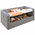 Einzelbett Schlafsofa mit Stauraum, LED, Samt, 90x200 cm, grau