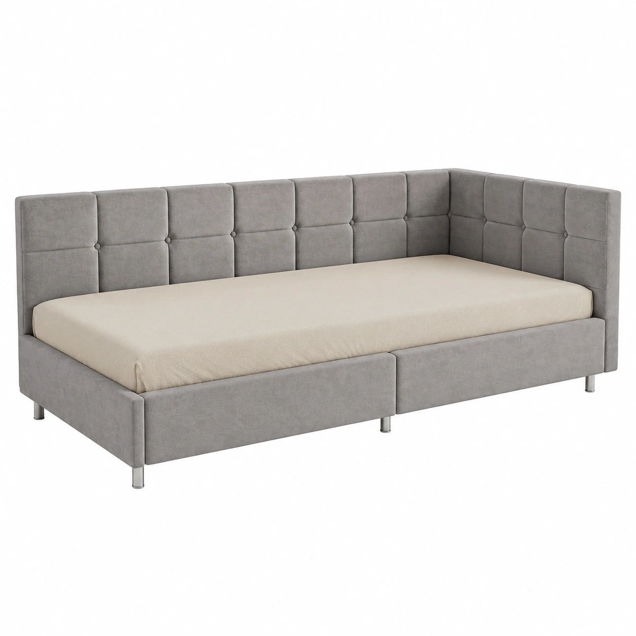 Elegantes Schlafsofa mit LED, hydraulischem Stauraum und Samtbezug, 90x20cm, ohne Matratze, Grau